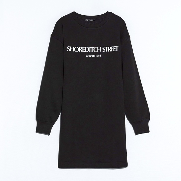 ZARA - Slogan Sweatshirt Dress - Picture 1 of 6
